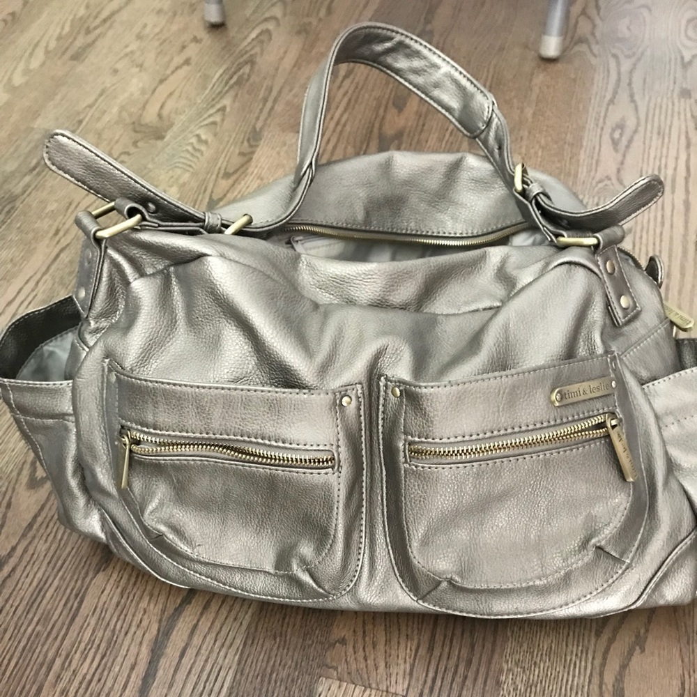 Timi & Leslie Jessica diaper bag gold pewter